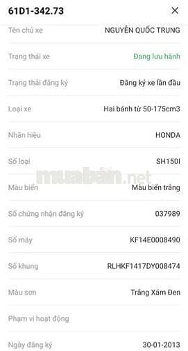 Bán Gấp SH150i