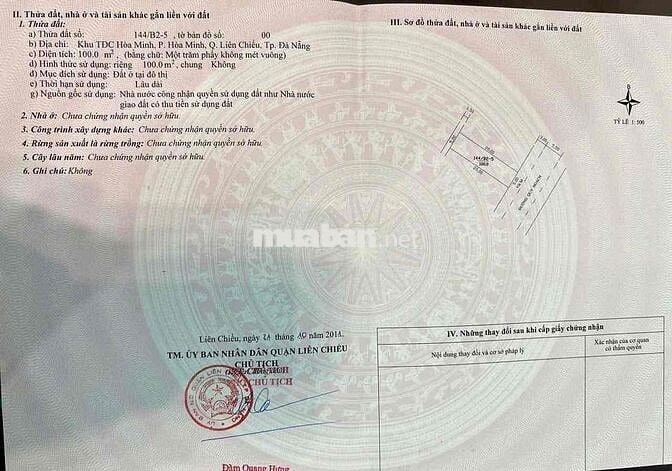 Bán đất MT Đỗ Năng Tế, sau lưng UBND quận Liên Chiểu