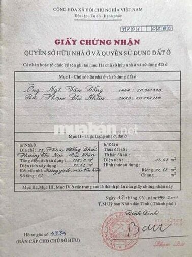 Cần bán nhà ở diện tích 77,62m2 ngang 3.94m trung tâm TP Quy Nhơn