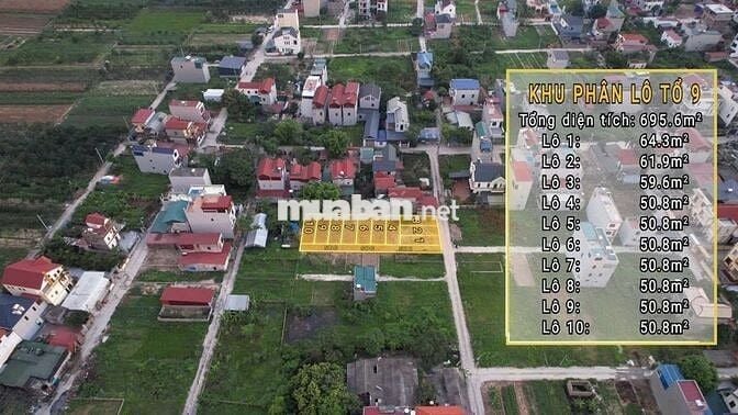 BÁN ĐẤT ẤP TRE, XÃ QUANG MINH - ÔTÔ VÀO ĐẤT, 100% THỔ CƯ(chỉ 2.6tỷ/lô)