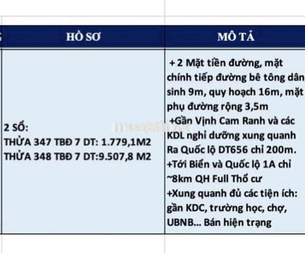 BÁN 1ha1 QH thổ cư toàn bộ 2 mặt tiền Cam Phước Đông, TP. Cam Ranh