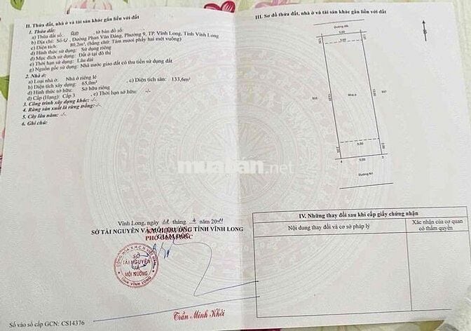 NHÀ 01 TRỆT, 01 LẦU KHU TÁI ĐỊNH CƯ PHƯỜNG 9 TP VĨNH LONG