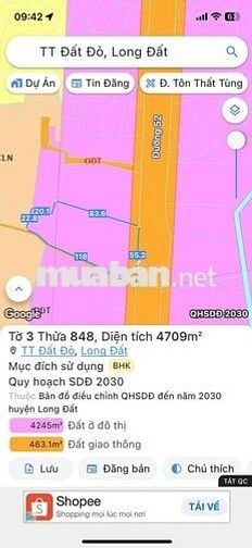 Chủ gủi bán lô góc 55m mặt tiền Tỉnh Lộ 52 xã Đất Đỏ - TP HCM.
Dt: