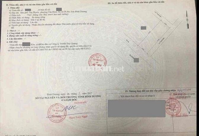 Đất KDC Đại Quang, P Tân Bình, Tp Dĩ An.