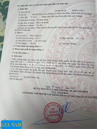 BÁN NHÀ MẶT TIỀN : 183 NGUYỄN PHÚC CHU - P. 15 - Q. TÂN BÌNH - TPHCM