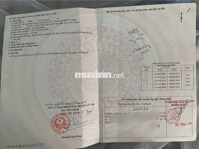 Tôi cần bán lô đất 88m2 ngang 5,5m giá 1tỷ890 KDC Tân Phú Trung Củ Chi