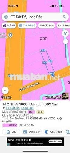 Mặt tiền Đoàn Trung Còn, ngay sát Tỉnh lộ 52
DT 654M2 -12.5m x 52,8m