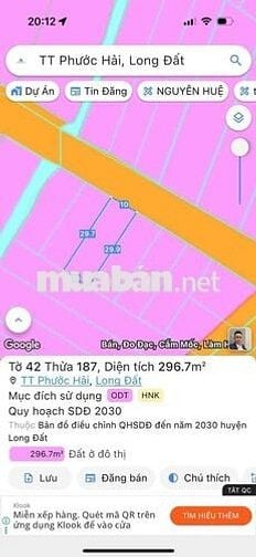 Mặt tiền Đoàn Trung Còn, ngay sát Tỉnh lộ 52
DT 654M2 -12.5m x 52,8m