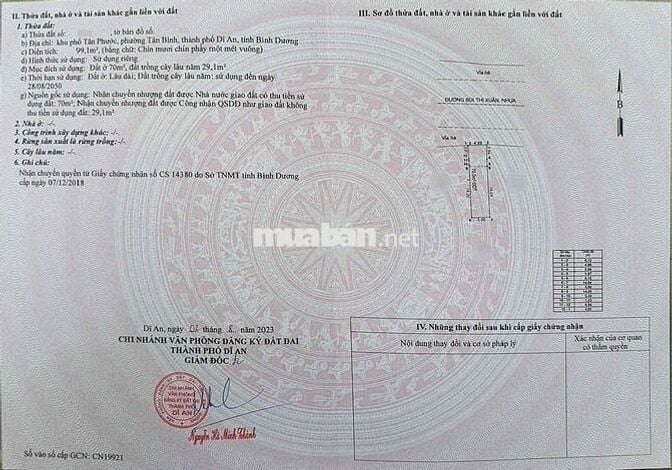 Đất 99m2 mặt tiền kinh doanh phường Tân Bình Dĩ An