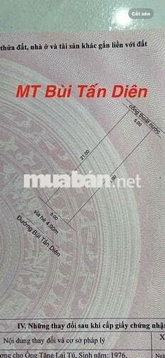 Mặt tiền Bùi Tấn Diên đường 10,5m sầm uất kinh doanh