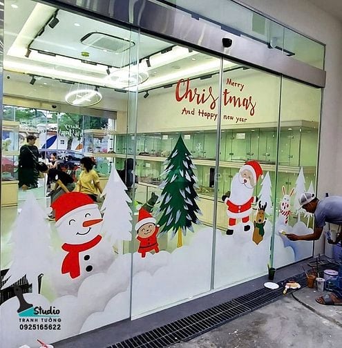 Vẽ Tranh Kính Noel – Trang Trí Giáng Sinh Đẹp & Chuyên Nghiệp HCM