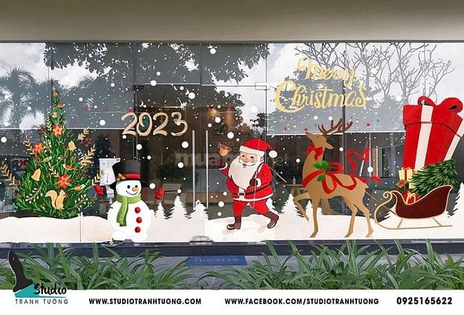 Vẽ Tranh Kính Noel – Trang Trí Giáng Sinh Đẹp & Chuyên Nghiệp HCM
