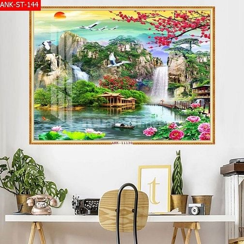 Tranh gạch 3d trang trí phòng khách - X444
