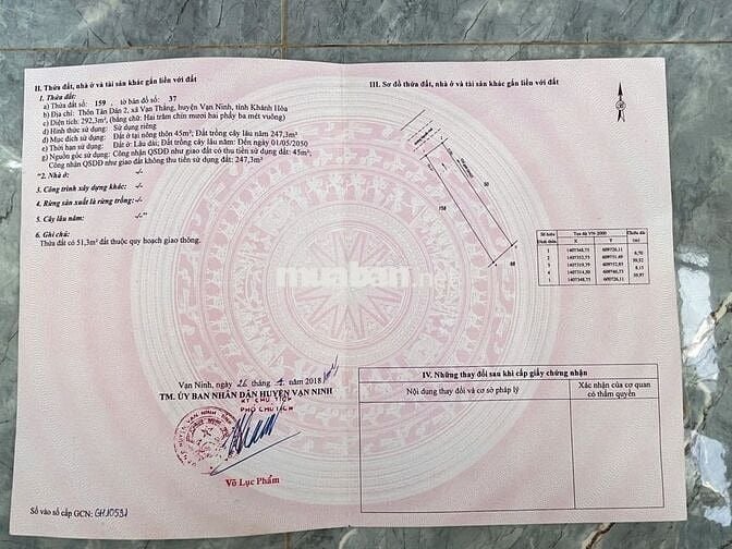 Bán gấp 9tr5 đất mặt đường biển Nguyễn Huệ xã Vạn Thắng - Khánh Hòa
