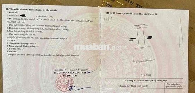 Bán gấp lô đất mặt tiền Nguyễn Lộ Trạch, phường Xuân Phú, TP Huế – Vị