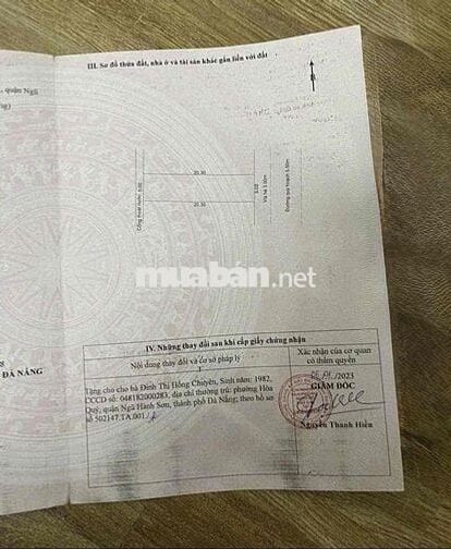 Bán đất khu Bá Tùng- Ngũ Hành Sơn 3Tỷ750 sạch đẹp