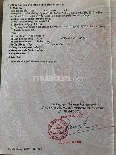 Bán nhà hẻm 34 Nguyễn Trãi, Q NK