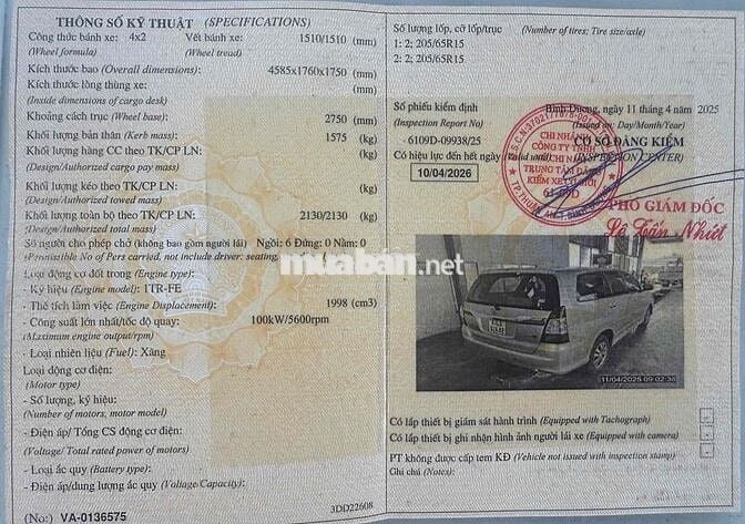 Toyota Innova 2015 2.0V - Xe công ty thanh lý