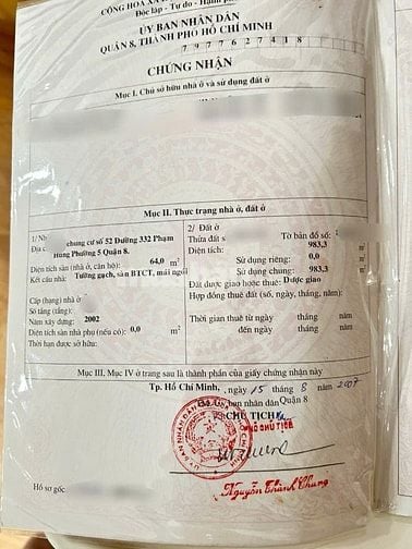 CC 52 P5 Q8 Căn góc 2PN 64m2 thang máy, tặng Nội thất, sổ sẵn cc liền