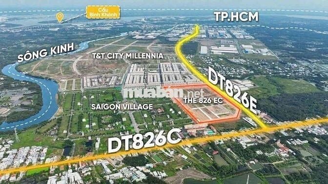 Đất nền mặt tiền đường DT 826 ngay Khu công nghiệp Long Hậu