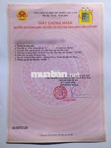 Nhà 1 trệt 1 lửng 1 lầu 65m2 đất 120m2 sử dụng Di An TPHCM