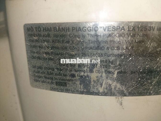Vespa Lx125Fi 3vie date 2016 xả bỏ