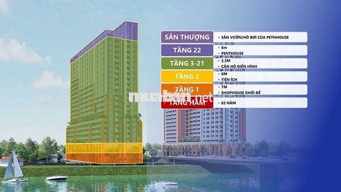 Độc quyền căn 1BR+ view sông tầng 19 giá góc cdt