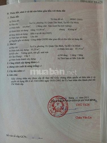 BÁN GẤP NHÀ ÂU CƠ, TÂN BÌNH - 5x13 - 63M2 - CHỈ 5 TỶ HƠN