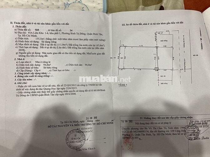 Bán nhà chính chủ đường Liên Khu 1-6, quận Bình Tân