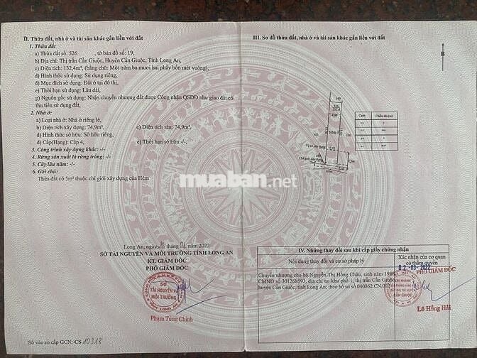 Bán nhà DT: 132,4m2 Thị trấn Cần Giuộc, Long An - GIÁ 2,9 tỷ