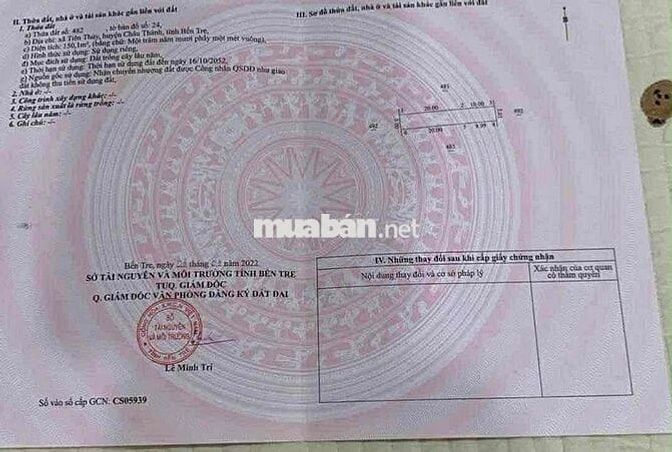 Bán đất nền khh dân cư chợ Tiên Thuỷ