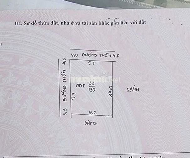 CHÍNH CHỦ BÁN ĐẤT-LÔ GÓC –TRƯỜNG YÊN – CHƯƠNG MỸ-130M - 5.XTỶ