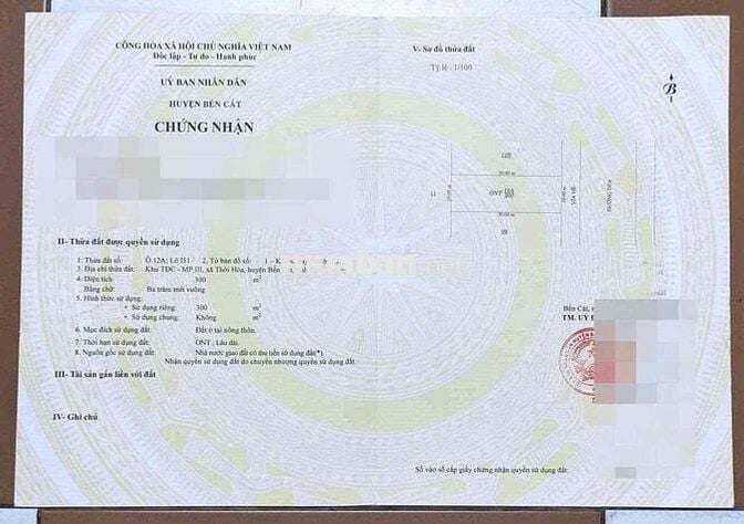 Bán Gấp Đất Phường Thới Hòa Bến Cát 10x30m (300m² full thổ)