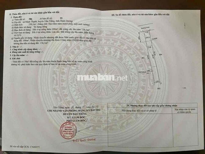 NHÀ VƯỜN DIỆN TÍCH 379m.  có 100m thổ cư dầu tiếng Bình Dương .