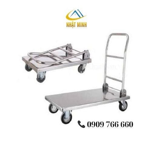 xe đẩy hàng inox, xe đẩy hàng sắt sơn tĩnh điện, tay gấp