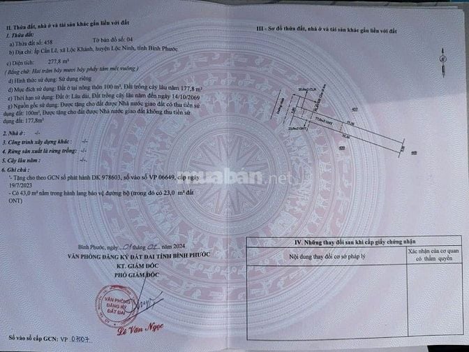 Cần bán gấp đất tại xã Lộc Ninh, Bình Phước