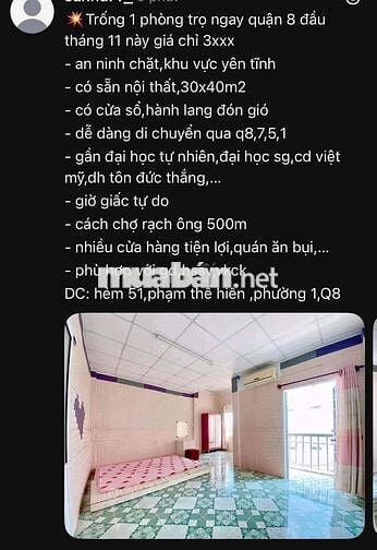 cho thuê phòng trọ quận 8 giá rẻ