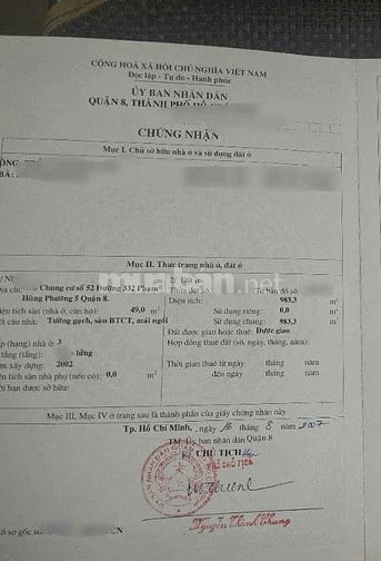 CC 52 P5 Q8 ,  1PN 49m2 , sd thang máy, shr ngay TTHC Q8, hỗ trợ NH