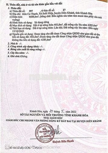 CẦN BÁN LÔ ĐẤT TẠI Đường 1, Xã Suối Hiệp, Diên Khánh, Khánh Hòa