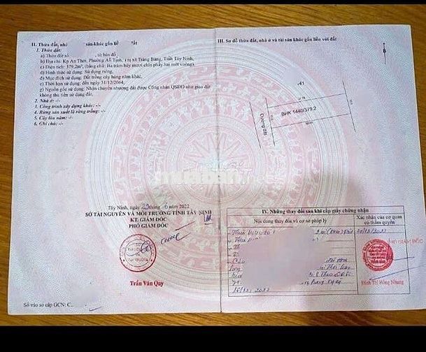 Ngộp lô đất 380m2 thổ cư 800tr gần Quốc Lộ 22 - An Tịnh- Trảng Bàng