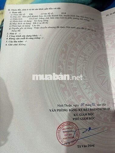 BÁN LÔ ĐẤT FULL THỔ CƯ, KHÁNH HẢI, GẦN BIỂN NINH CHỮ.