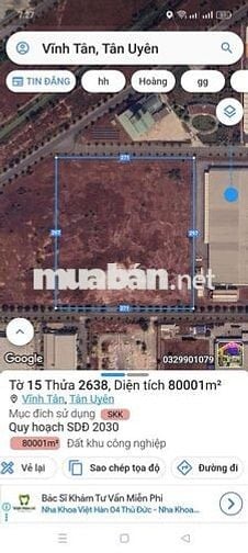 Cần bán lô đất 80.000m2 trong KCN Visip 2 Bình Dương
