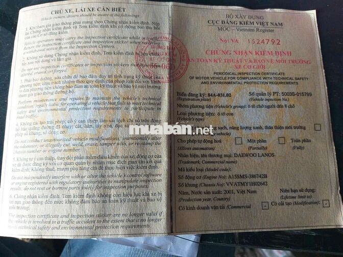 Ô tô Daewoo Lanos 2001 số sàn 5 chỗ