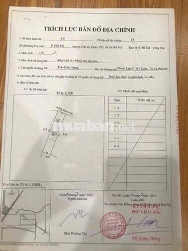 Bán lô đất đẹp đường nhựa xe hơi trung tâm phú mỹ giá 2,4ty