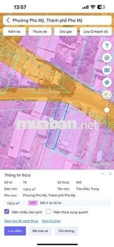 Bán lô đất đẹp đường nhựa xe hơi trung tâm phú mỹ giá 2,4ty