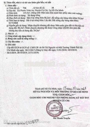 Bán gấp lô đất ở NTL - Củ Chi dtich 145,5m2. chủ ra định cư nước ngoài