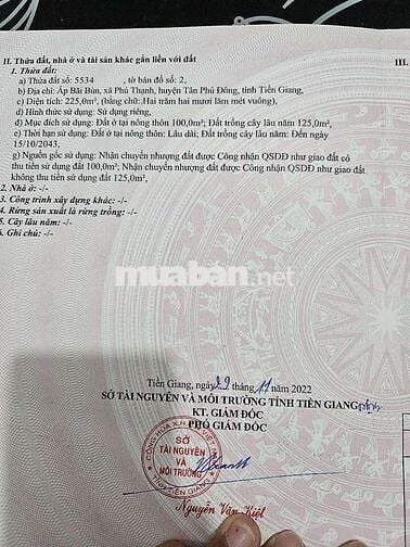 Chính chủ bán đất SHR ,Tiền Giang.giá bán gấp