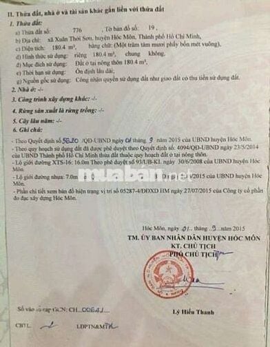 🆘CHÍNH CHỦ GỬI BÁN ĐẤT 10 x 18m ĐƯỜNG XUÂN THỚI SƠN 16, GẦN Ủ BAN XÃ