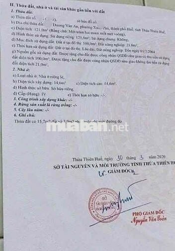 ĐẤT MẶT TIỀN DƯƠNG VĂN AN, Xuân Phú Tp Huế 121m2 za 3,x tỷ gần Uỷ Ban