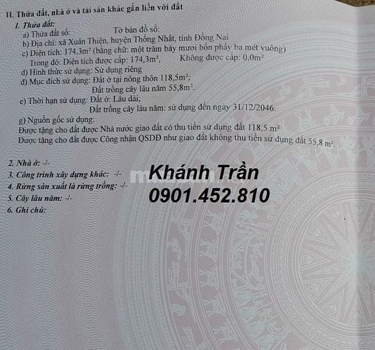  BÁN ĐẤT MẶT TIỀN 30M – FULL THỔ CƯ – PHƯỜNG BÌNH LỘC (XUÂN THIỆN CŨ)